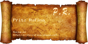 Pritz Rufina névjegykártya
